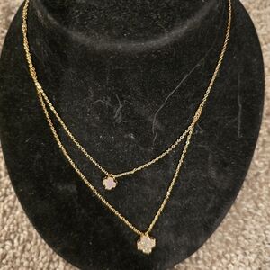Gold Layered Necklace with Floral Pendants